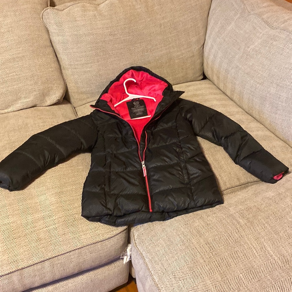 Black with pink interior puff jacket